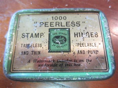 Vintage Stamp Hinges Tin 1000 Peerless tasteless peelable pure 